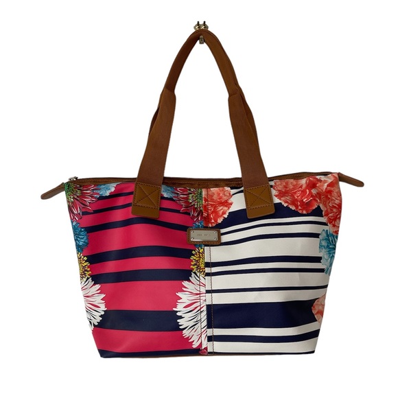 Nine West Floral Striped Faux Leather Tote Bag - Picture 2 of 15